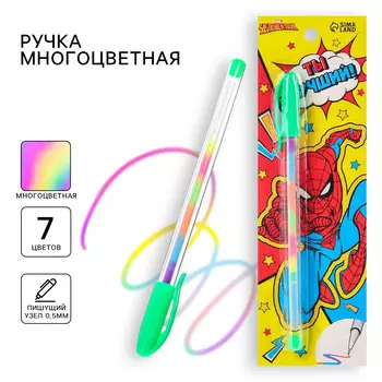 Ручка шариковая, многоцветная, человек-паук
