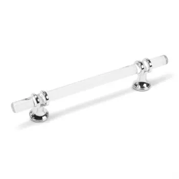 Ручка-скоба cappio pk106, м/о 128 мм, d=12 мм, пластик, цвет прозрачный/хром