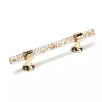 Ручка-скоба cappio pk106, м/о 96 мм, d=12 мм, пластик, цвет прозрачно-золотой/золото