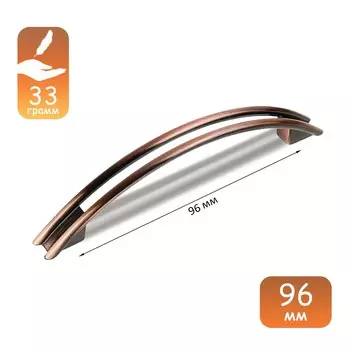 Ручка-скоба cappio rsc001, м/о 96 мм, цвет медь