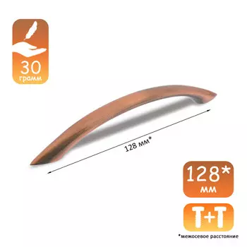 Ручка-скоба cappio rsc014, м/о 128 мм, цвет медь