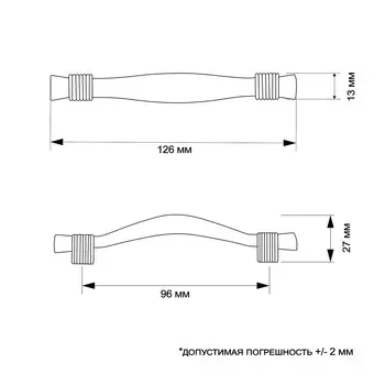 Ручка-скоба cappio rsc018, цинк, м/о 96 мм, цвет хром