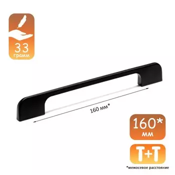 Ручка-скоба cappio rsc023, алюминий, м/о 160 мм, цвет черный