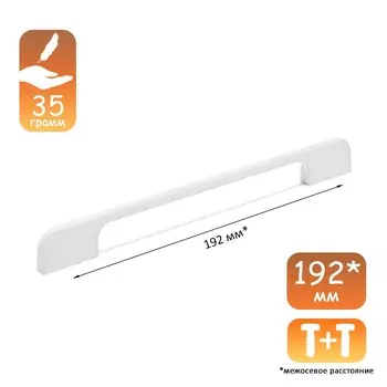 Ручка-скоба cappio rsc023, алюминий, м/о 192 мм, цвет белый 9