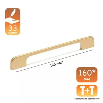 Ручка-скоба cappio rsc023, алюминий, м/о 160 мм, цвет золото