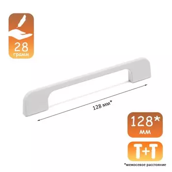 Ручка-скоба cappio rsc023, алюминий, м/о 128 мм, цвет белый