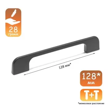 Ручка-скоба cappio rsc023, алюминий, м/о 128 мм, цвет черный