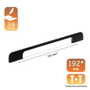 Ручка-скоба cappio rsc023, алюминий, м/о 192 мм, цвет черный