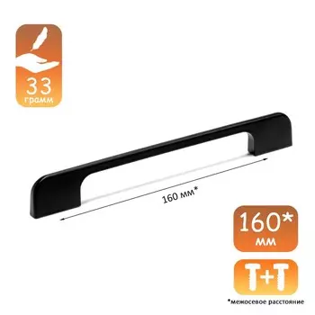 Ручка-скоба cappio rsc023, алюминий, м/о 160 мм, цвет черный, 4 шт.