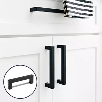 Ручка-скоба cappio square rsc008, нержавеющая сталь, м/о 96 мм, цвет черный, 4 шт.