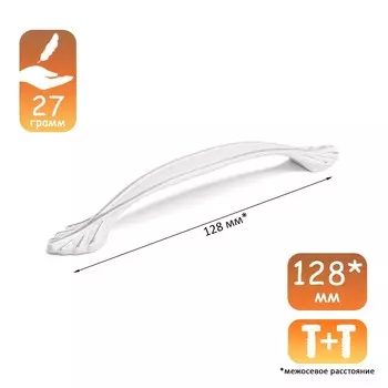 Ручка-скоба cappio classic, м/о 128 мм, цвет белый