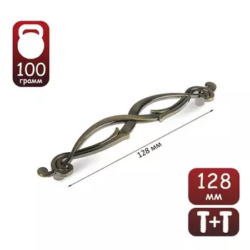 Ручка-скоба мебельная pc172ab, м/о 128 мм, цвет бронза