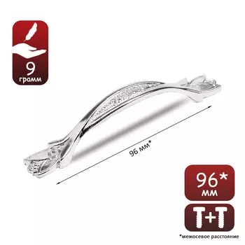 Ручка-скоба мебельная pc175, м/о 96 мм, цвет хром