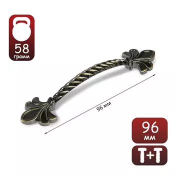 Ручка-скоба мебельная pc175ab, м/о 96 мм, цвет бронза