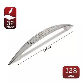 Ручка-скоба мебельная рс003, м/о 128 мм, цвет матовый хром