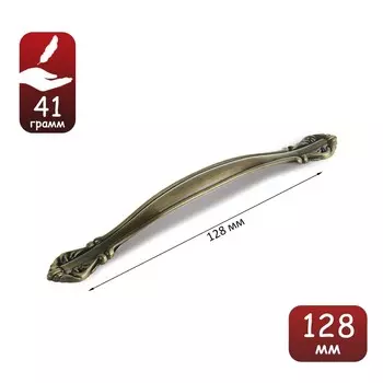 Ручка-скоба мебельная рс123, м/о 128 мм, цвет бронза