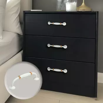 Ручка-скоба мебельная тундра pc176bl light, м/о 96 мм, цвет белый с золотом, 4 шт