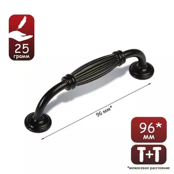 Ручка-скоба мебельная тундра pc176bl, м/о 96 мм, цвет черный