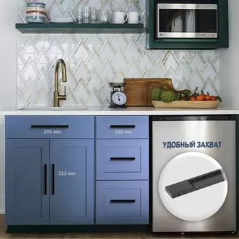 Ручка торцевая cappio rp101bl, м/о 192 мм, цвет черный, 4 шт.