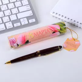 Ручка шариковая, синяя паста, 1.0 мм, в тубусе, пластик