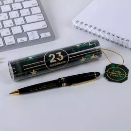 Ручка шариковая, синяя паста в тубусе, пластик