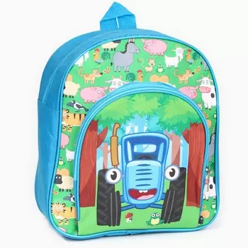 Рюкзак детский дошкольный с карманом, 23198 см, синий трактор