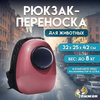 Рюкзак для переноски кошек и собак, с окном, 322542 см, розовый