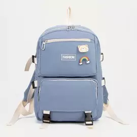 Рюкзак на молнии, 2 наружных кармана, 2 боковых кармана, цвет голубой