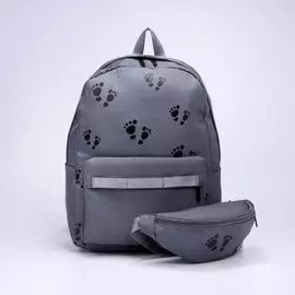 Рюкзак, отдел на молнии, 2 наружных кармана, сумка, цвет серый