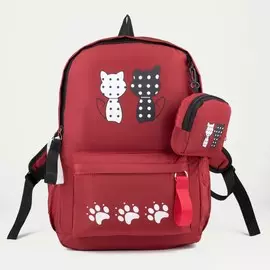 Рюкзак, отдел на молнии, наружный карман, кошелёк, цвет красный