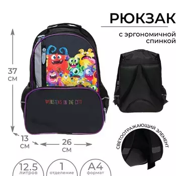 Рюкзак школьный, эргономичная спинка, 372613 см
