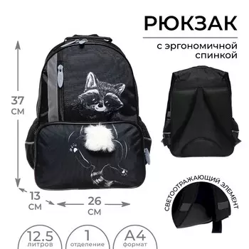 Рюкзак школьный, 37 х 26 х 13 см, эргономичная спинка, calligrata орт