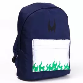 Рюкзак молодежный на молнии со светоотражающим карманом, синий, 301540 см,