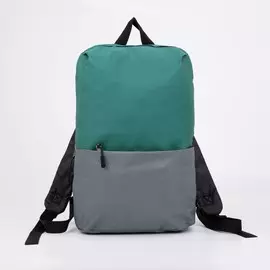 Рюкзак школьный текстильный с карманом, зеленый, черный, 221330 см