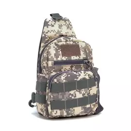 Рюкзак-слинг на молнии аdventure, с карманами, с расцветкой пиксели, серый