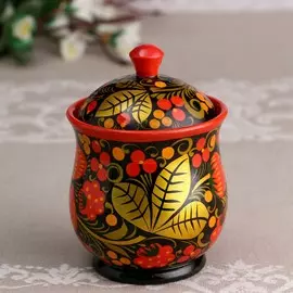 Сахарница малая, 8х11 см, хохлома