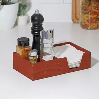 Салфетница деревянная доляна, с отделениями для специй, 13,523,56 см, цвет мокко