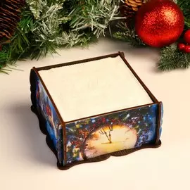 Салфетница квадрат синяя, 14х14х7,3 см