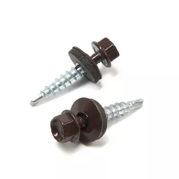 Саморезы кровельные 4,8х30 мм, ral8017 цвет коричневый, 200 шт.