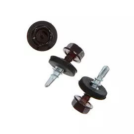 Саморезы кровельные тундра krep с буром 4.819 мм, темно-коричневый 300 шт.