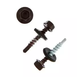 Саморезы кровельные тундра krep с буром 4.8x28 мм, темно-коричневый 1 кг