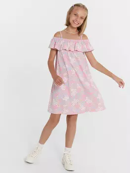 Сарафан для девочек розовый в цветочек