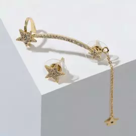 Набор серьги и каффа звезда ночная, цвет белый в золоте