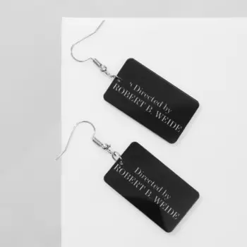 Серьги акриловые directed by, цвет черно-белый