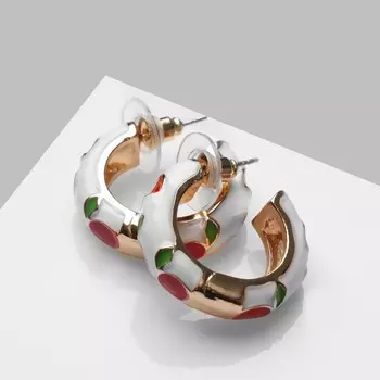 Серьги кольца с эмалью qf