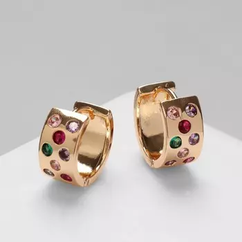 Серьги кольца со стразами qf