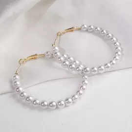 Серьги кольца с жемчугом qf