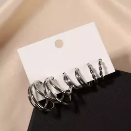 Серьги-кольца набор 3 пары