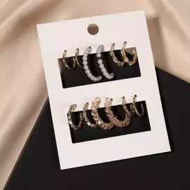 Серьги-кольца набор 6 пар