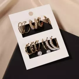 Серьги-кольца набор 6 пар